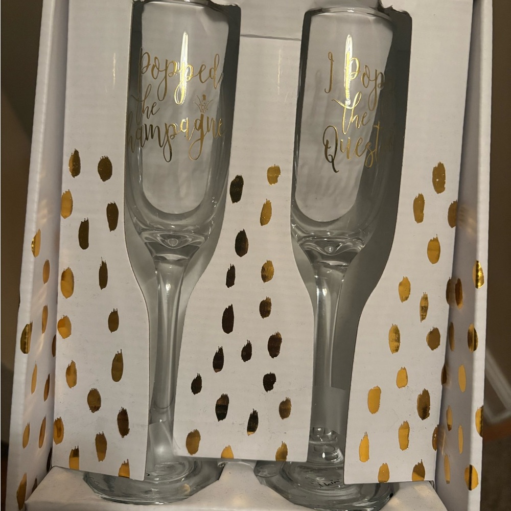 Gold and Clear Champagne Flutes Set